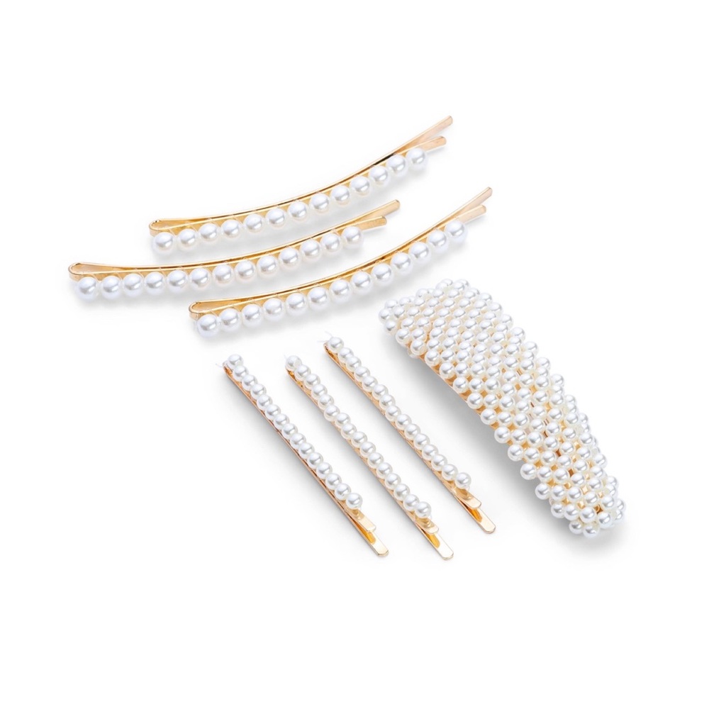 FAUX PEARL HAIR CLIP SET